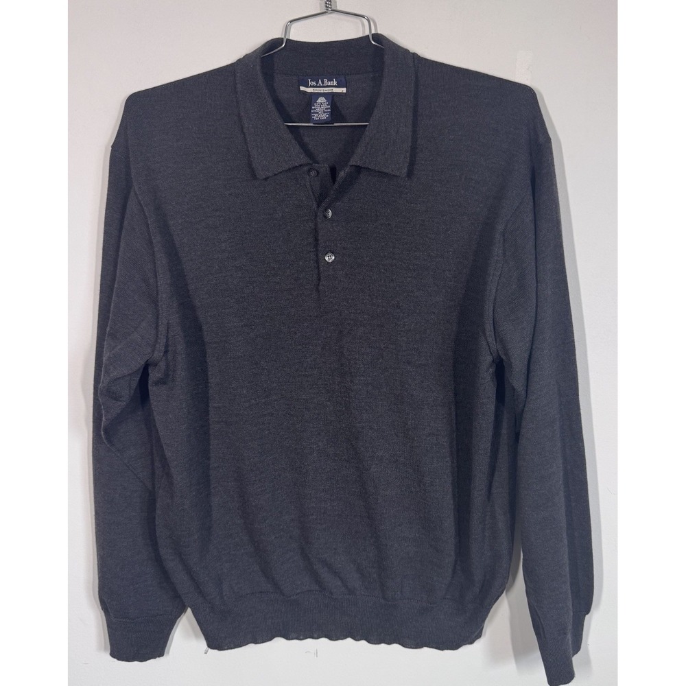 VTG Jos. A. Bank  Extra Fine Merino Wool Collared Polo Sweater Men's XL Grandpa